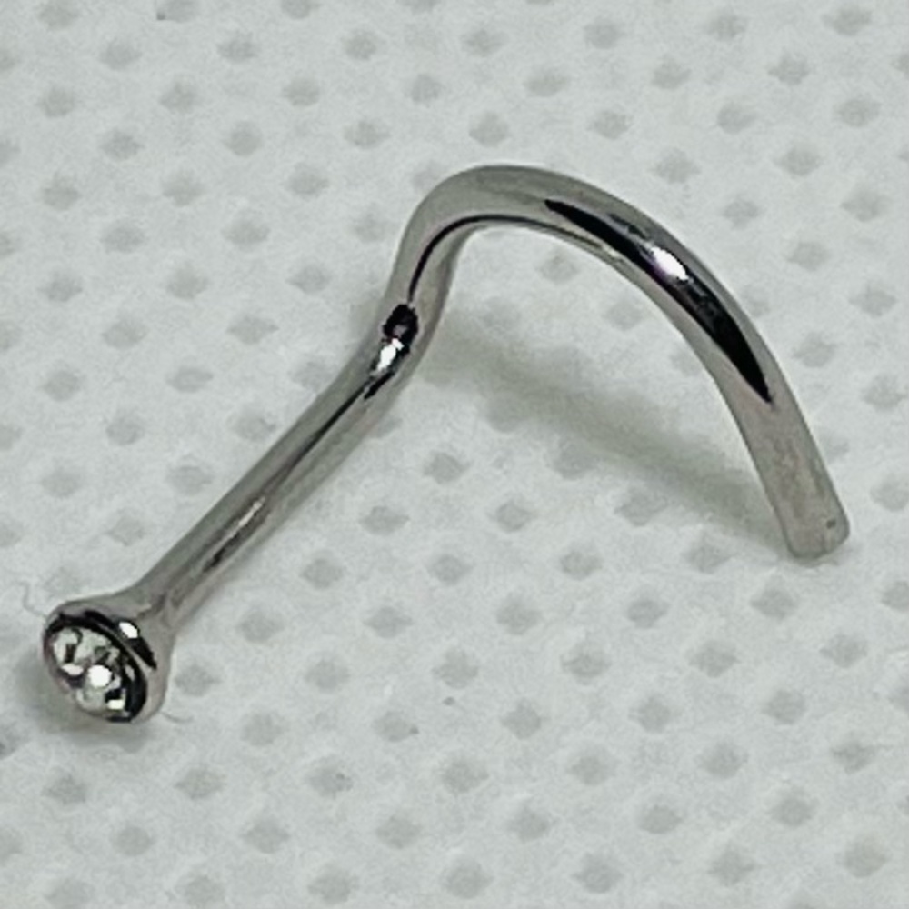 🔥SALE set (2) sterling silver stainless steel diamond CZ nose studs piercing - Picture 14 of 15